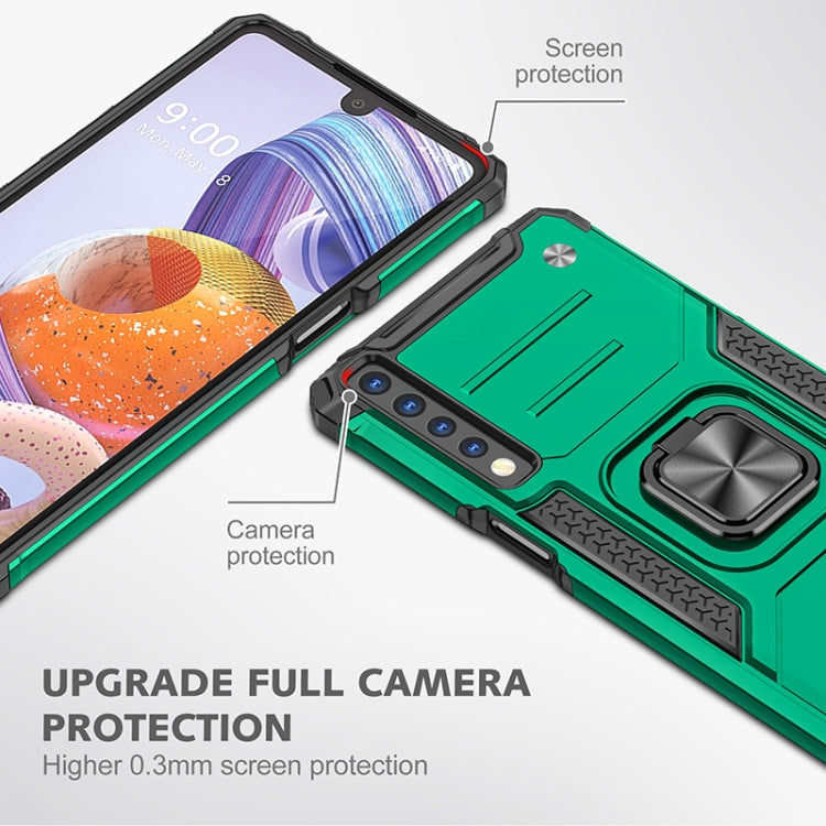 For LG Stylo 7 4G Magnetic Armor Shockproof TPU + PC Phone Case with Metal Ring Holder