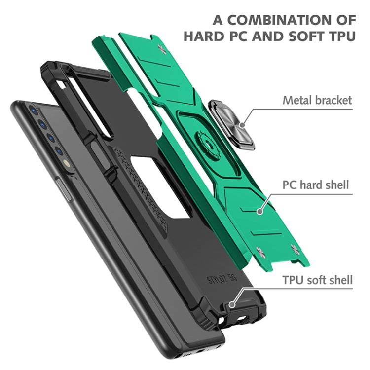 For LG Stylo 7 4G Magnetic Armor Shockproof TPU + PC Phone Case with Metal Ring Holder
