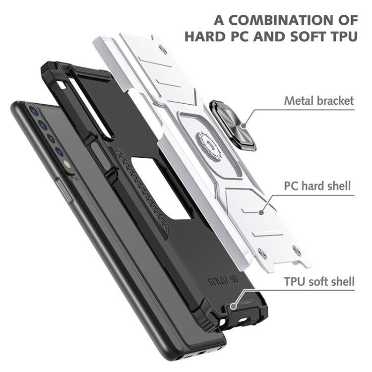 For LG Stylo 7 4G Magnetic Armor Shockproof TPU + PC Phone Case with Metal Ring Holder