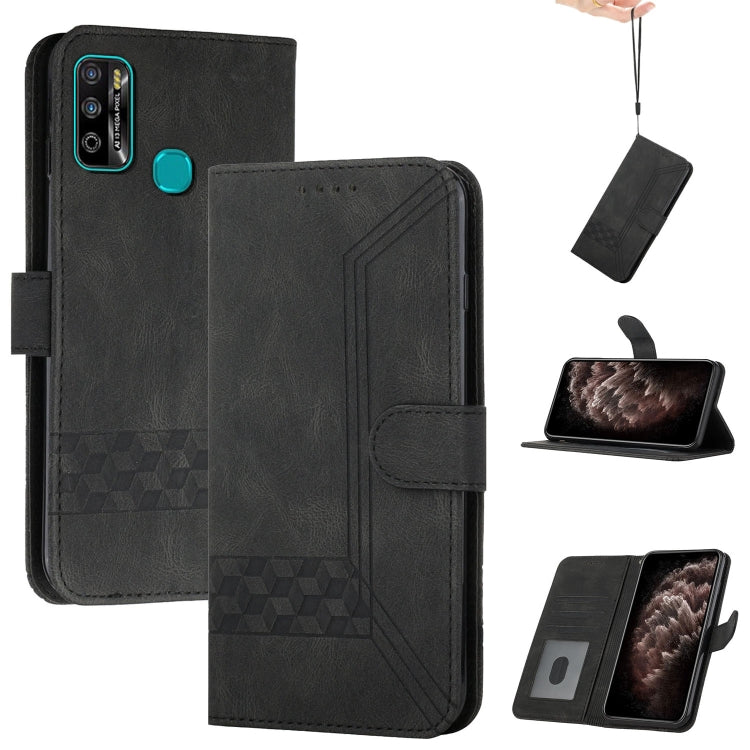 For Infinix Hot 9 Play Cubic Skin Feel Flip Leather Phone Case