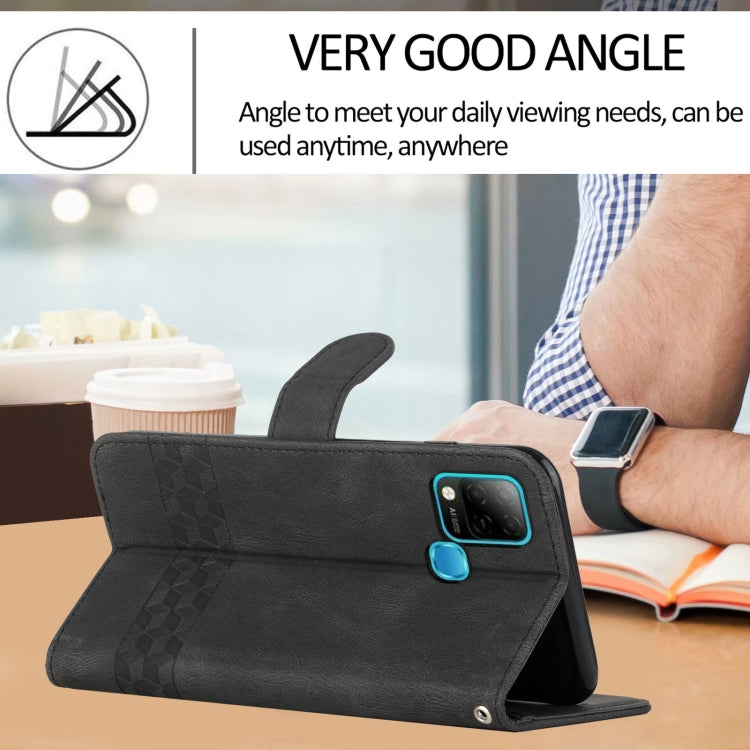 For Infinix Hot 10 Cubic Skin Feel Flip Leather Phone Case