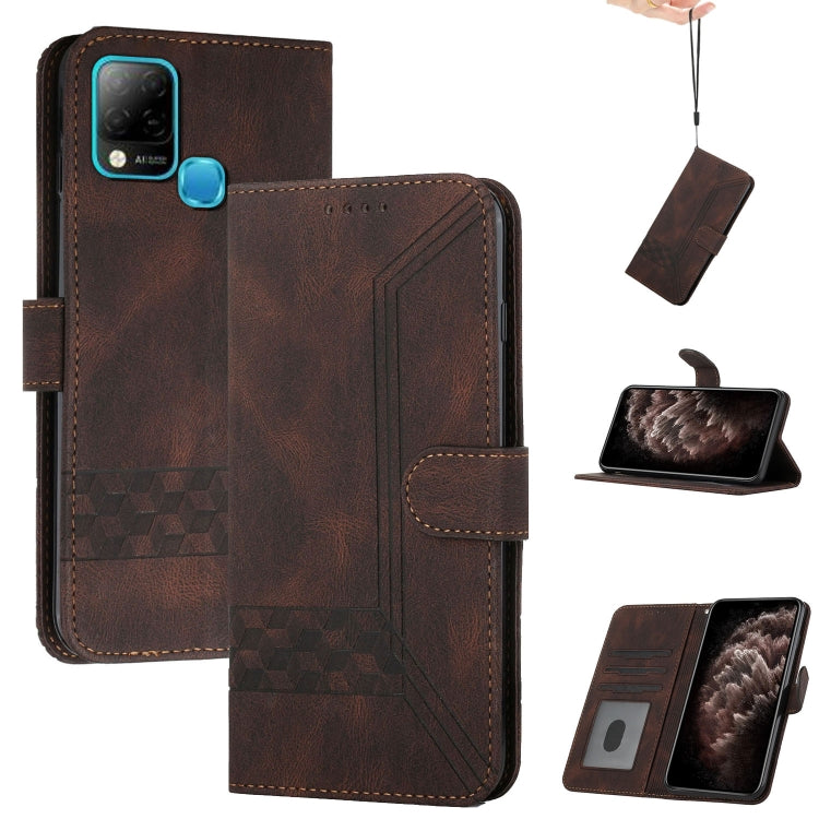 For Infinix Hot 10 Cubic Skin Feel Flip Leather Phone Case