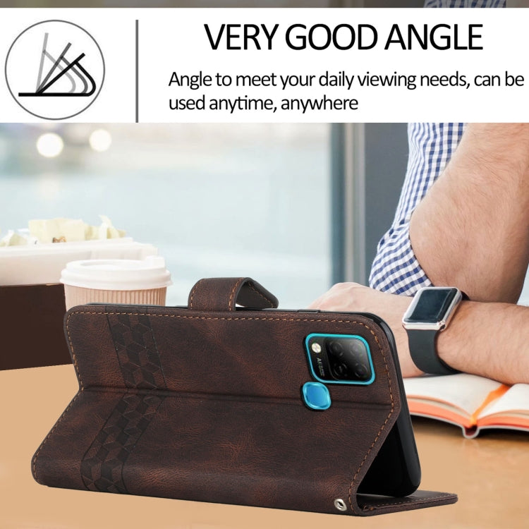 For Infinix Hot 10 Cubic Skin Feel Flip Leather Phone Case