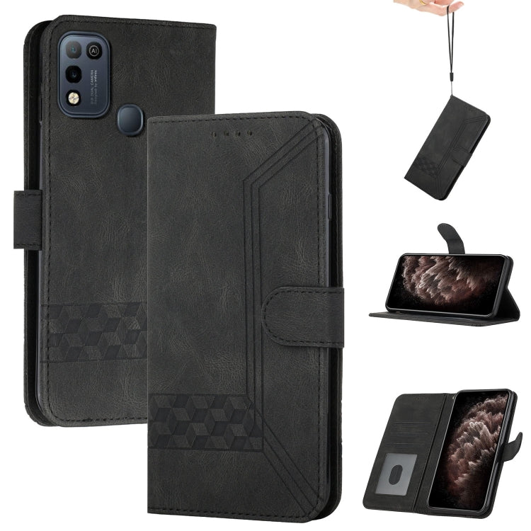 For Infinix Hot 10 Play Cubic Skin Feel Flip Leather Phone Case