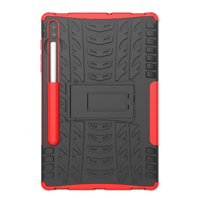 For Galaxy Tab S6 Tire Texture TPU + PC Shockproof Case with Holder