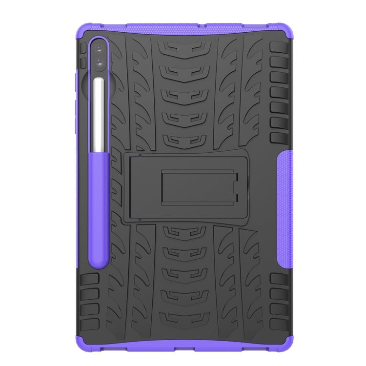 For Galaxy Tab S6 Tire Texture TPU + PC Shockproof Case with Holder