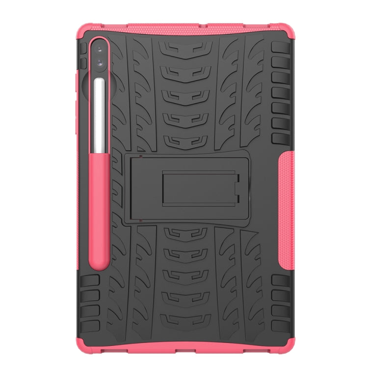 For Galaxy Tab S6 Tire Texture TPU + PC Shockproof Case with Holder