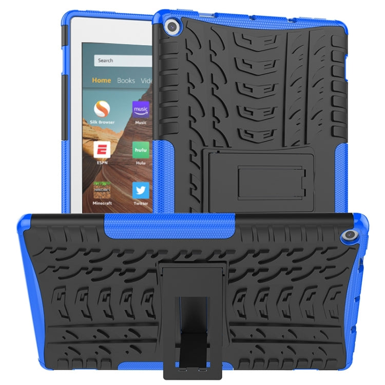 For Amazon Kindle Fire HD 10 2019 Tire Texture TPU + PC Shockproof Case with Holder
