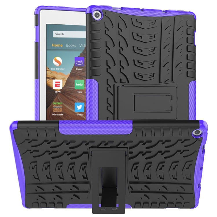 For Amazon Kindle Fire HD 10 2019 Tire Texture TPU + PC Shockproof Case with Holder