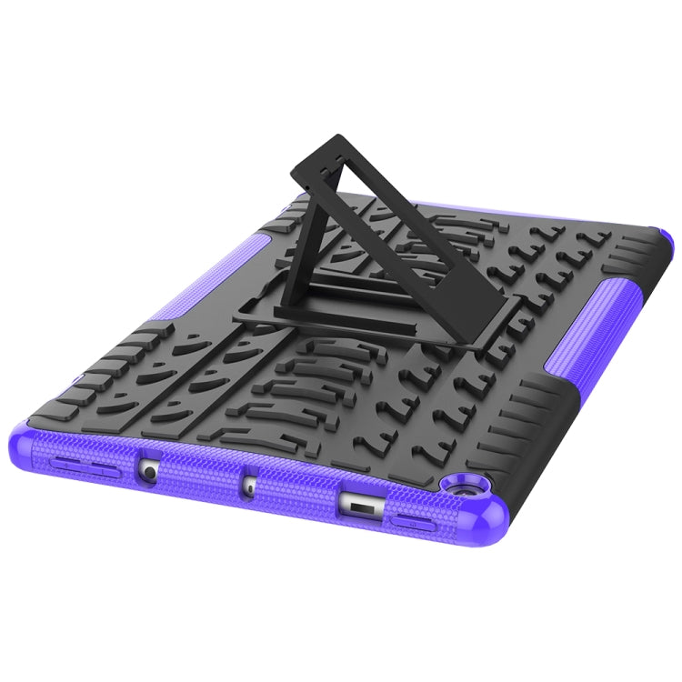 For Amazon Kindle Fire HD 10 2019 Tire Texture TPU + PC Shockproof Case with Holder