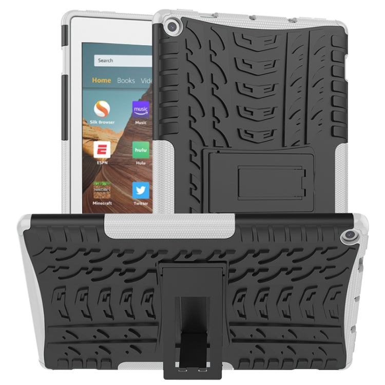 For Amazon Kindle Fire HD 10 2019 Tire Texture TPU + PC Shockproof Case with Holder
