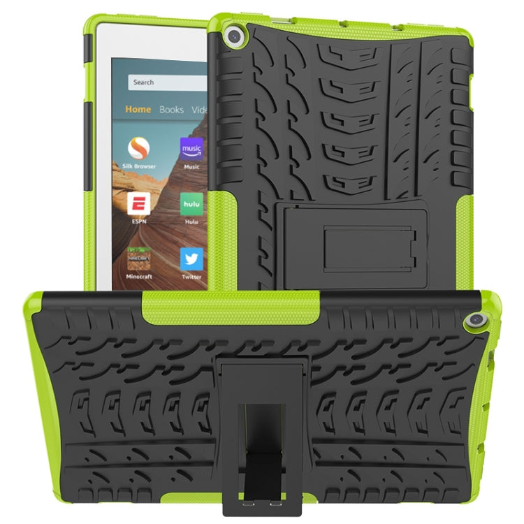 For Amazon Kindle Fire HD 10 2019 Tire Texture TPU + PC Shockproof Case with Holder