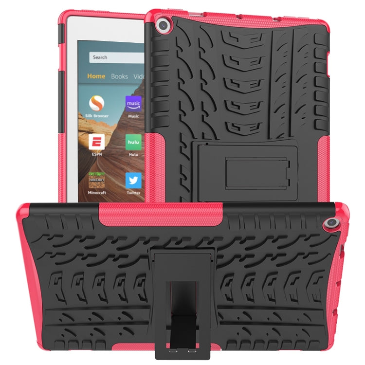 For Amazon Kindle Fire HD 10 2019 Tire Texture TPU + PC Shockproof Case with Holder