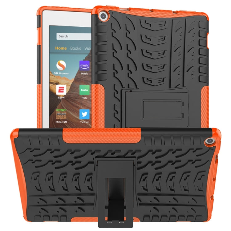 For Amazon Kindle Fire HD 10 2019 Tire Texture TPU + PC Shockproof Case with Holder