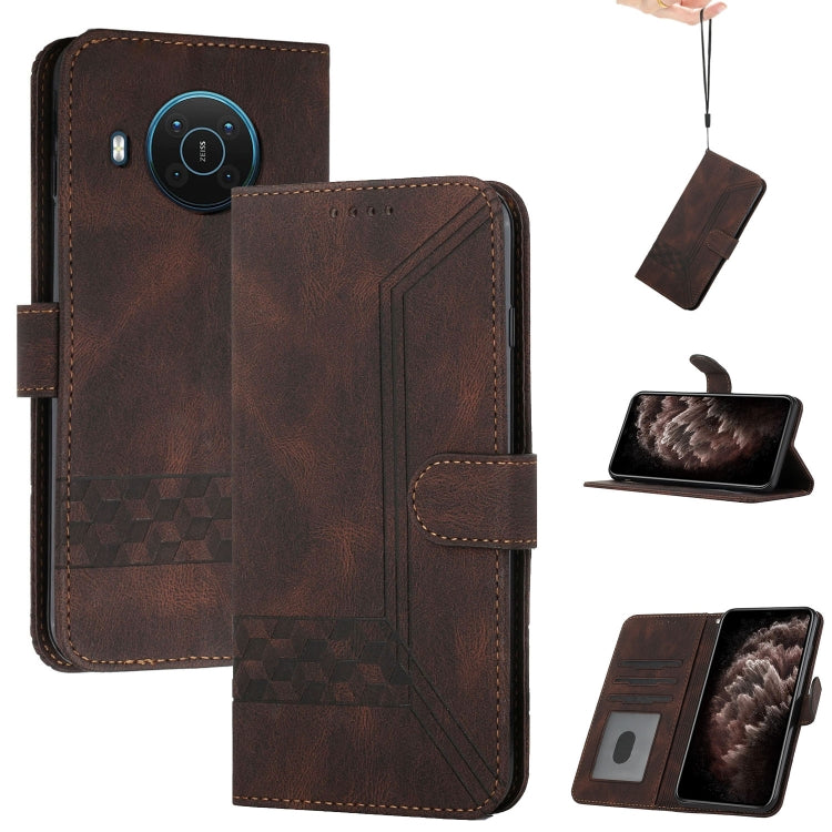 For Nokia X20 Cubic Skin Feel Flip Leather Phone Case