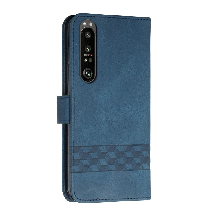 For Sony Xperia 5 III Cubic Skin Feel Flip Leather Phone Case