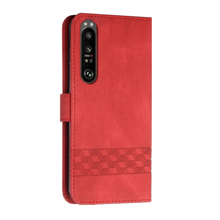 For Sony Xperia 5 III Cubic Skin Feel Flip Leather Phone Case