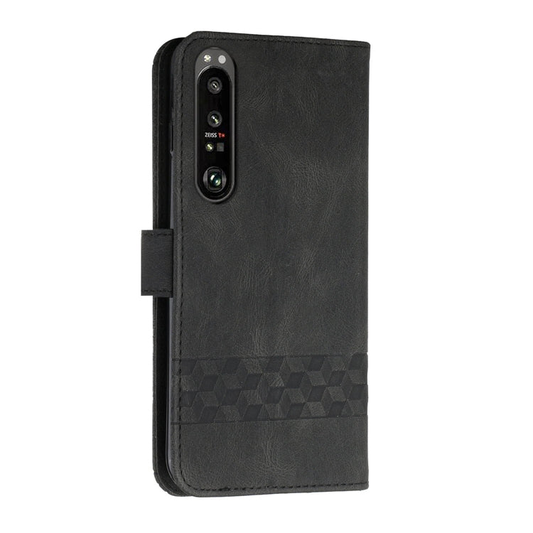 For Sony Xperia 5 III Cubic Skin Feel Flip Leather Phone Case