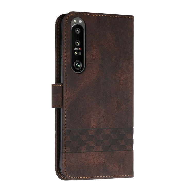 For Sony Xperia 5 III Cubic Skin Feel Flip Leather Phone Case