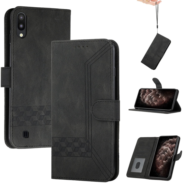 For Samsung Galaxy A10 / M10 Cubic Skin Feel Flip Leather Phone Case