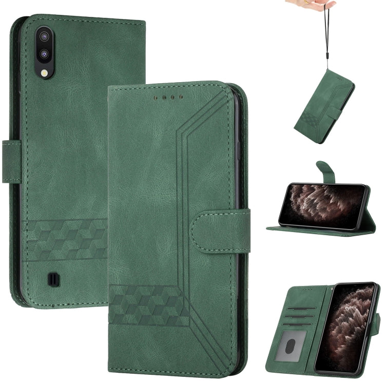 For Samsung Galaxy A10 / M10 Cubic Skin Feel Flip Leather Phone Case