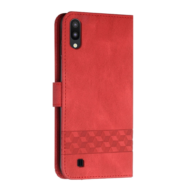 For Samsung Galaxy A10 / M10 Cubic Skin Feel Flip Leather Phone Case