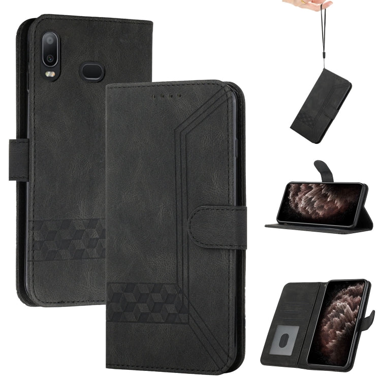 For Samsung Galaxy A10s Cubic Skin Feel Flip Leather Phone Case