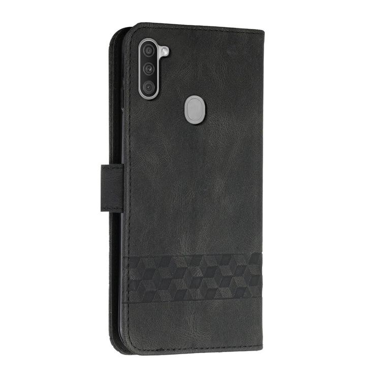 For Samsung Galaxy A11 Cubic Skin Feel Flip Leather Phone Case