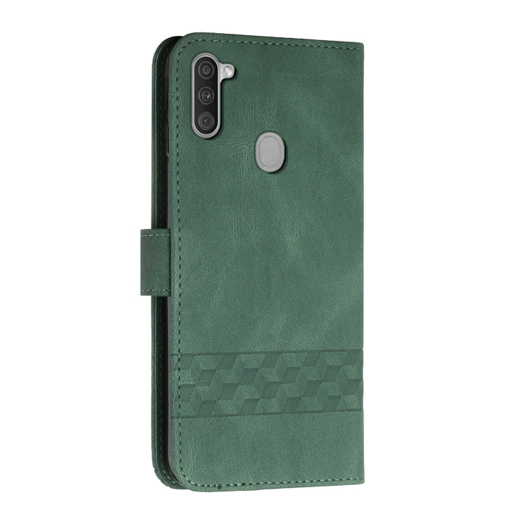 For Samsung Galaxy A11 Cubic Skin Feel Flip Leather Phone Case