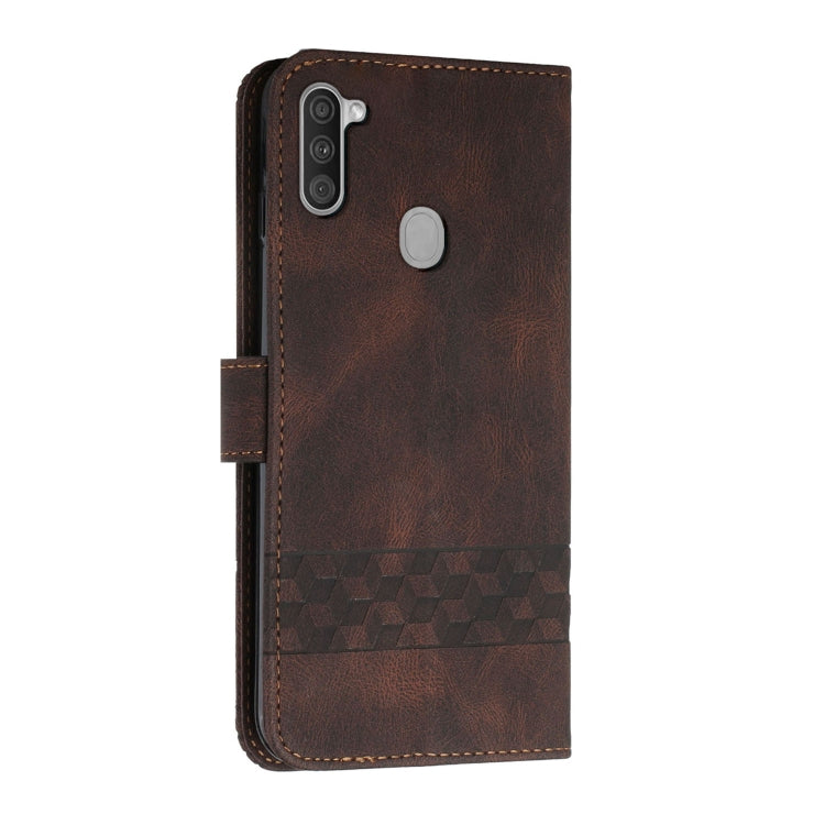 For Samsung Galaxy A11 Cubic Skin Feel Flip Leather Phone Case