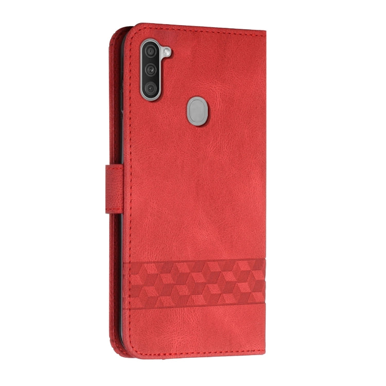 For Samsung Galaxy A11 Cubic Skin Feel Flip Leather Phone Case