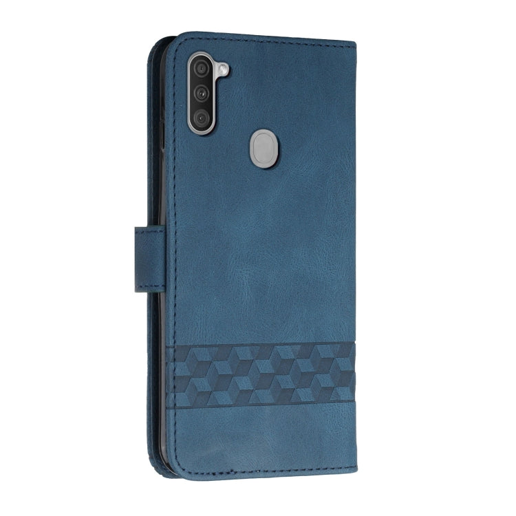 For Samsung Galaxy A11 Cubic Skin Feel Flip Leather Phone Case