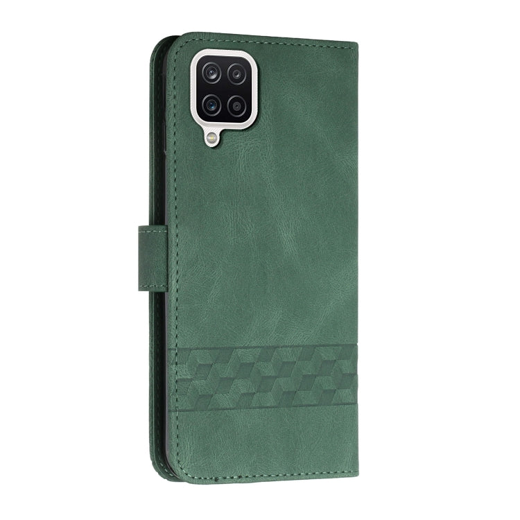 For Samsung Galaxy A12 Cubic Skin Feel Flip Leather Phone Case