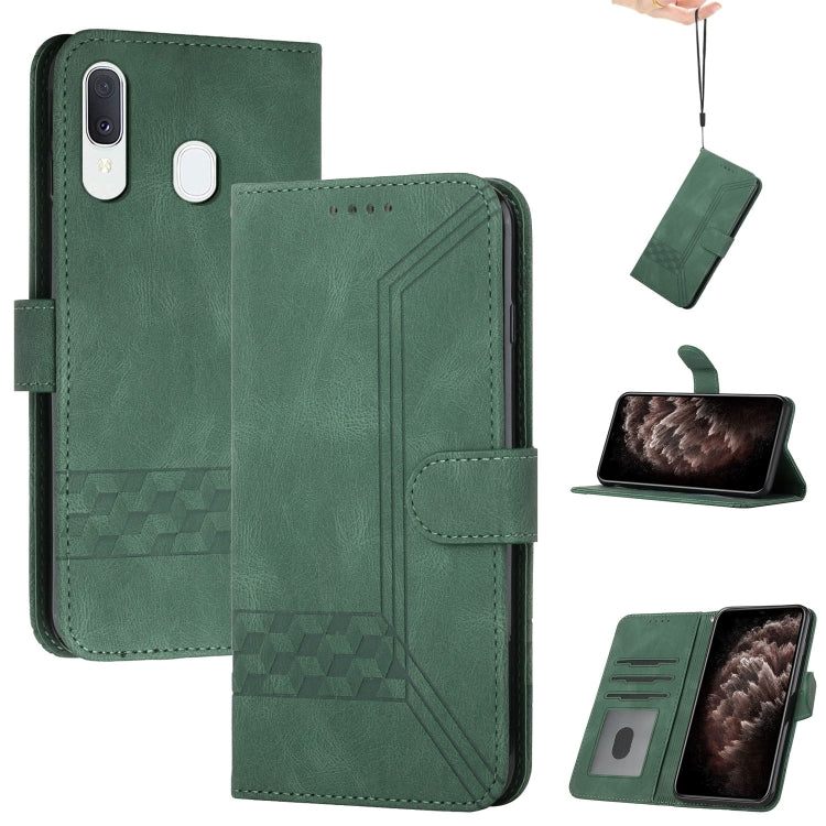 For Samsung Galaxy A20e Cubic Skin Feel Flip Leather Phone Case