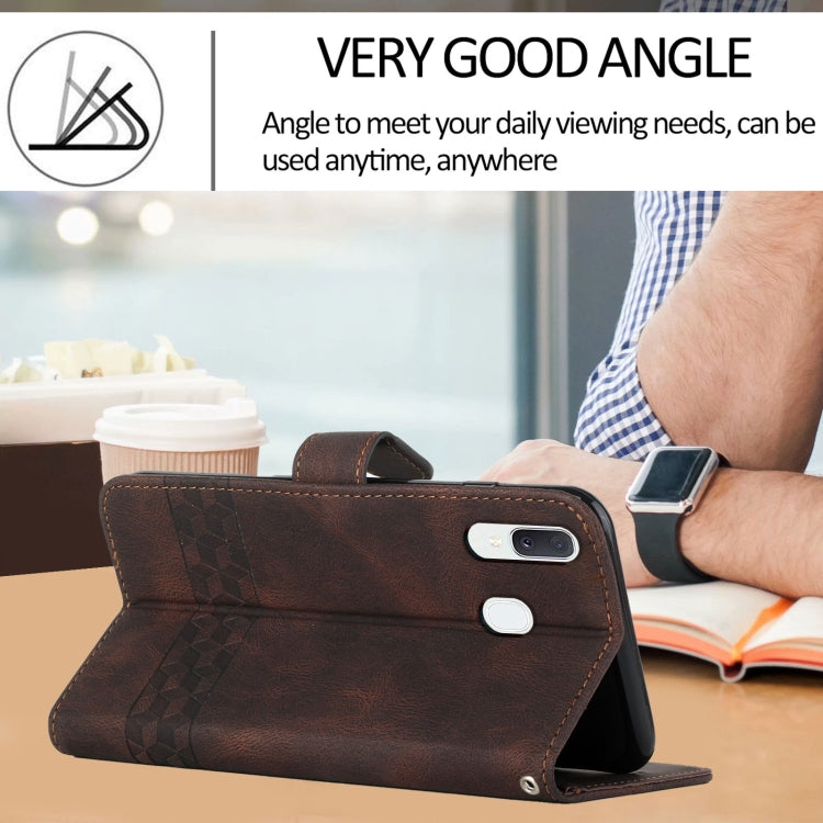 For Samsung Galaxy A20e Cubic Skin Feel Flip Leather Phone Case