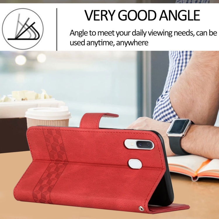 For Samsung Galaxy A20e Cubic Skin Feel Flip Leather Phone Case