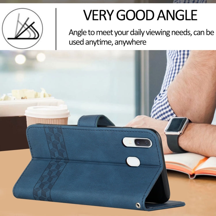 For Samsung Galaxy A20e Cubic Skin Feel Flip Leather Phone Case