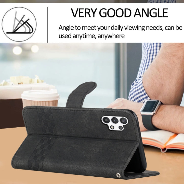 For Samsung Galaxy A32 5G Cubic Skin Feel Flip Leather Phone Case