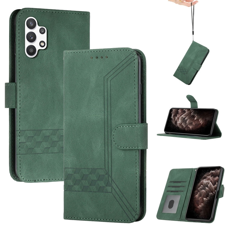 For Samsung Galaxy A32 5G Cubic Skin Feel Flip Leather Phone Case