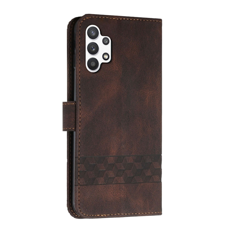 For Samsung Galaxy A32 5G Cubic Skin Feel Flip Leather Phone Case