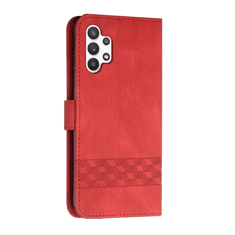 For Samsung Galaxy A32 5G Cubic Skin Feel Flip Leather Phone Case