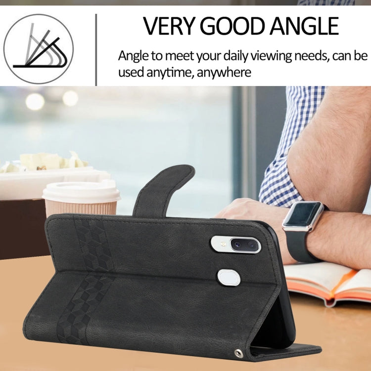 For Samsung Galaxy A40 Cubic Skin Feel Flip Leather Phone Case