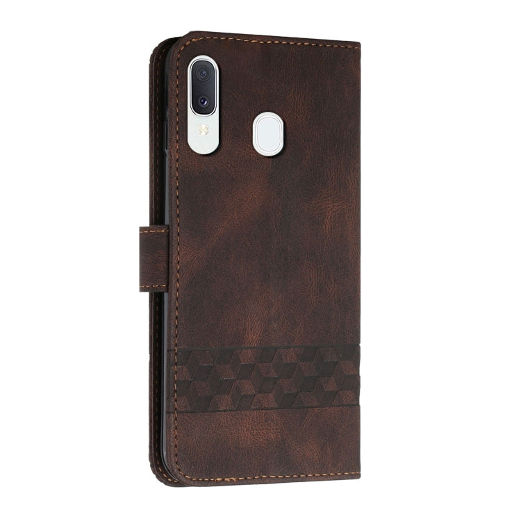 For Samsung Galaxy A40 Cubic Skin Feel Flip Leather Phone Case