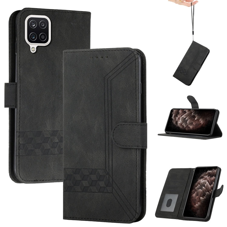 For Samsung Galaxy A42 5G Cubic Skin Feel Flip Leather Phone Case