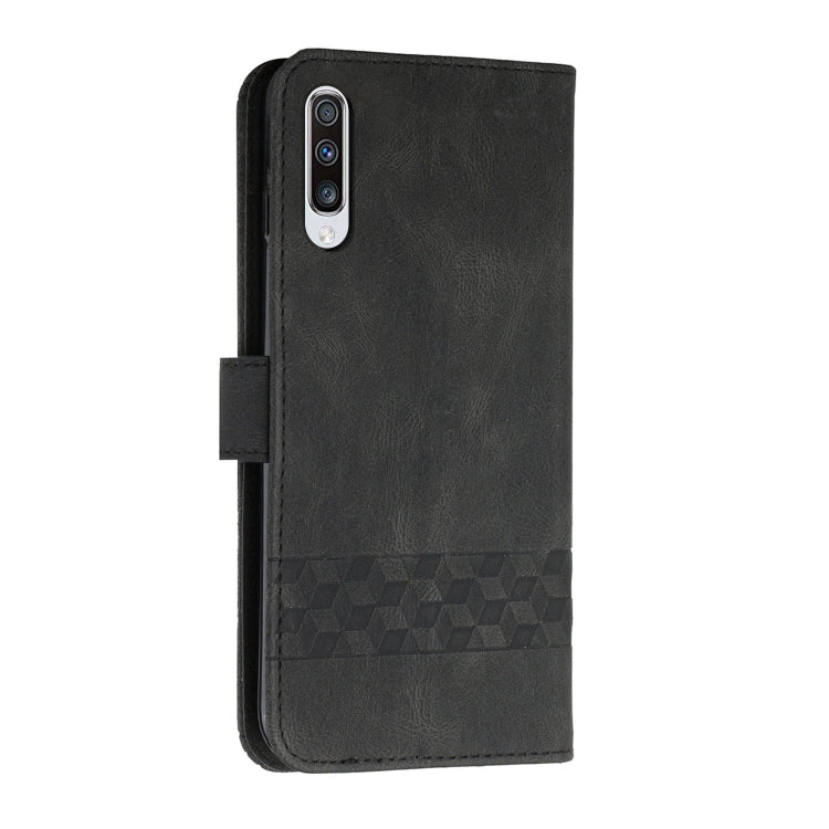 For Samsung Galaxy A50 Cubic Skin Feel Flip Leather Phone Case