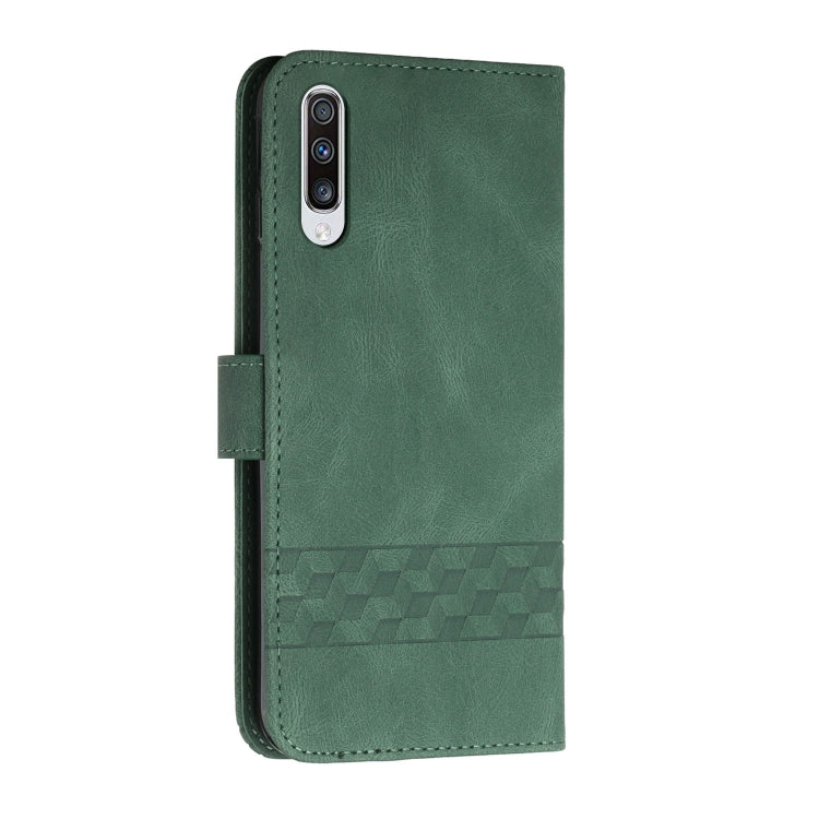For Samsung Galaxy A50 Cubic Skin Feel Flip Leather Phone Case
