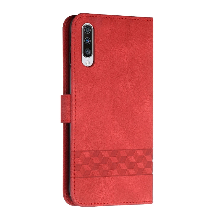 For Samsung Galaxy A50 Cubic Skin Feel Flip Leather Phone Case