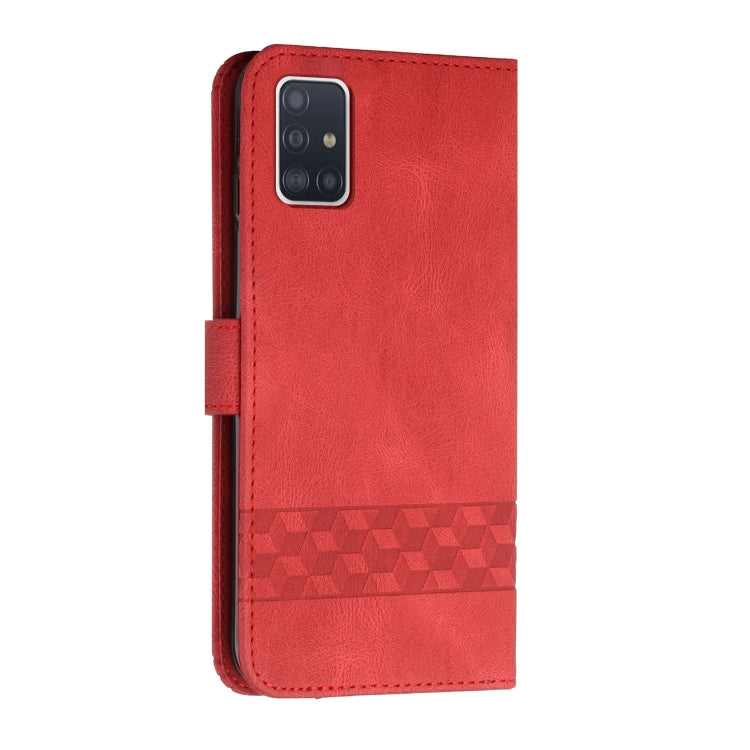 For Samsung Galaxy A51 5G Cubic Skin Feel Flip Leather Phone Case