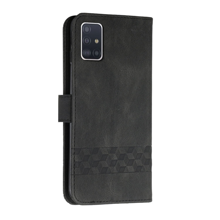 For Samsung Galaxy A71 Cubic Skin Feel Flip Leather Phone Case