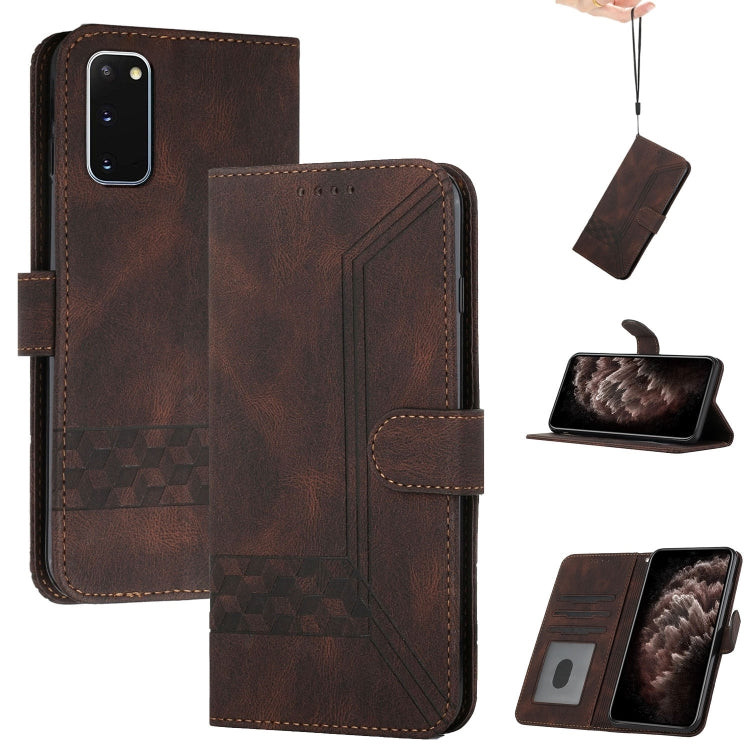 For Samsung Galaxy Note20 Cubic Skin Feel Flip Leather Phone Case